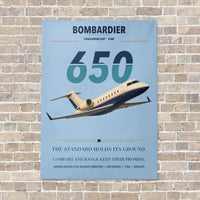 Thumbnail for Bombardier Challenger 650 vertical canvas print - no frame - light blue background