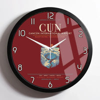 Thumbnail for Cancun International Airport CUN Wall-Clock Framed - Dark Red