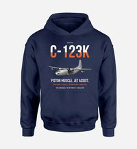 Thumbnail for C-123K Provider design on navy blue double-side hoodie, single-side print