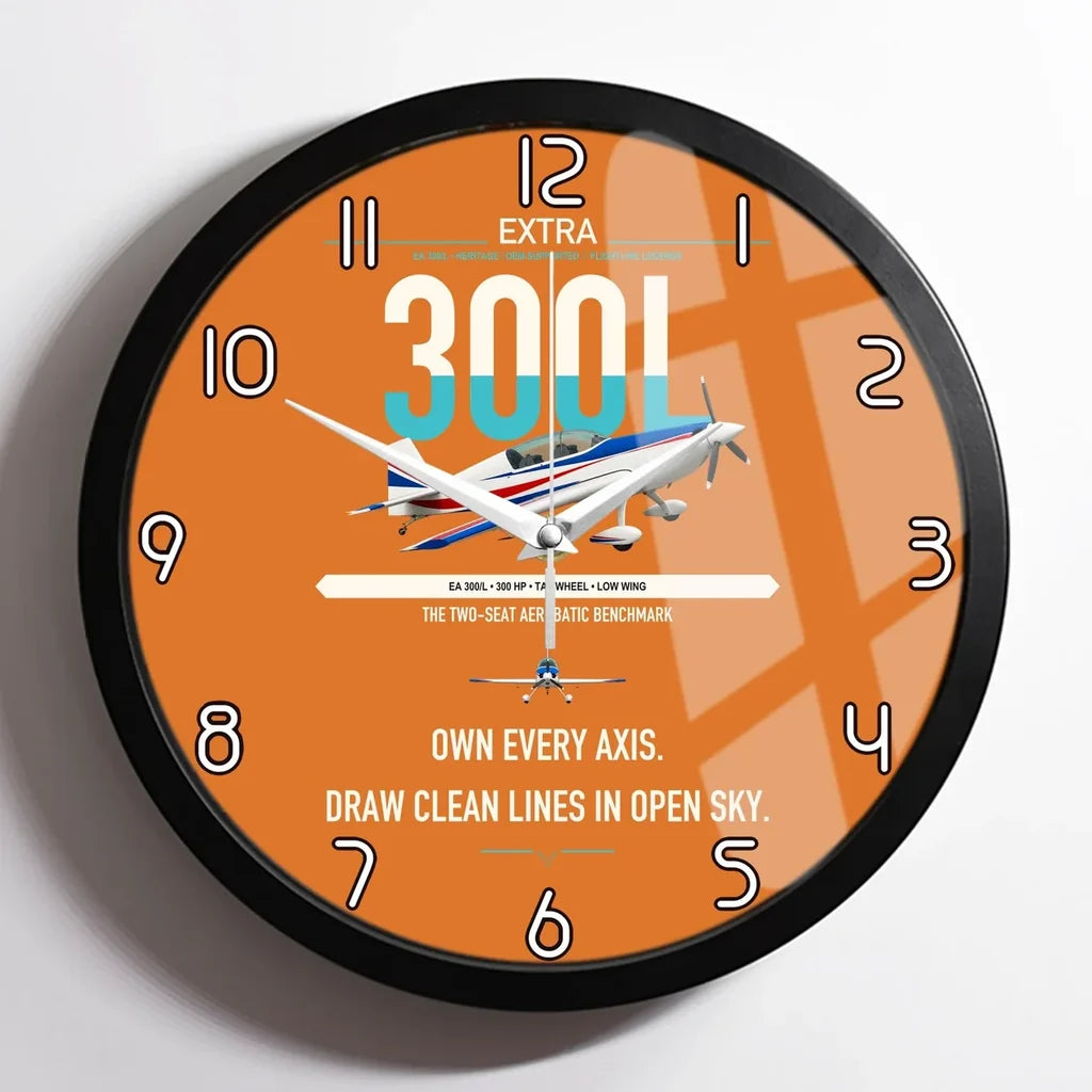 Extra 300L design on orange framed wall clock