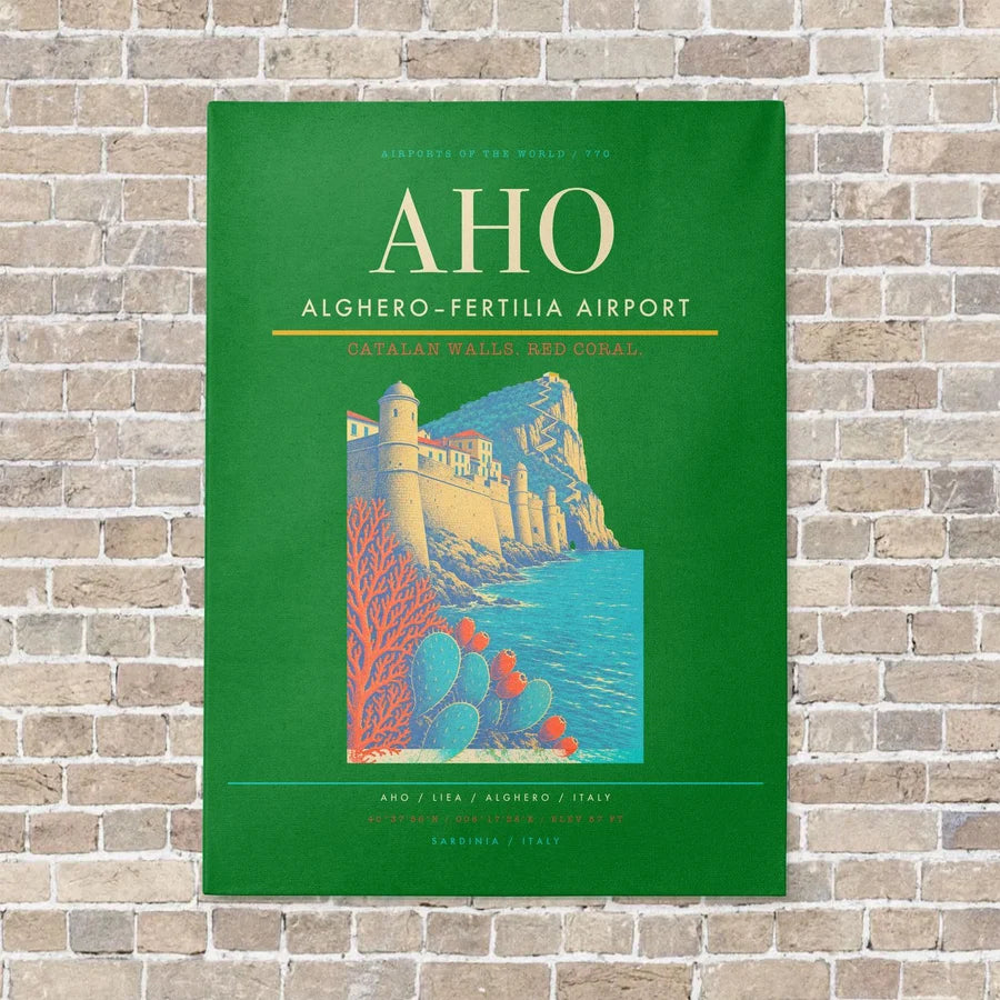 Alghero–Fertilia Airport AHO - Canvas No Frame - Green