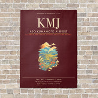 Thumbnail for Aso Kumamoto Airport KMJ - Canvas Framed - Dark Red