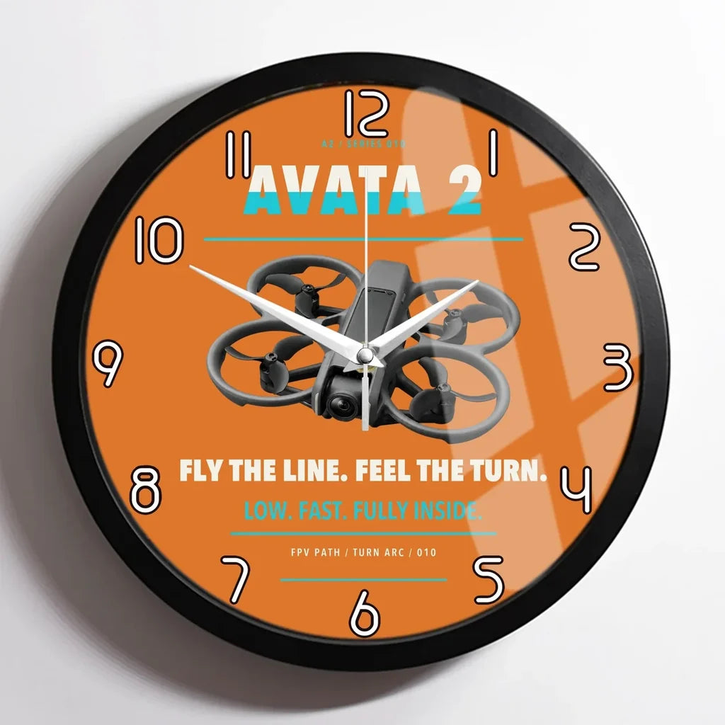 DJI Avata 2 design on orange framed wall clock