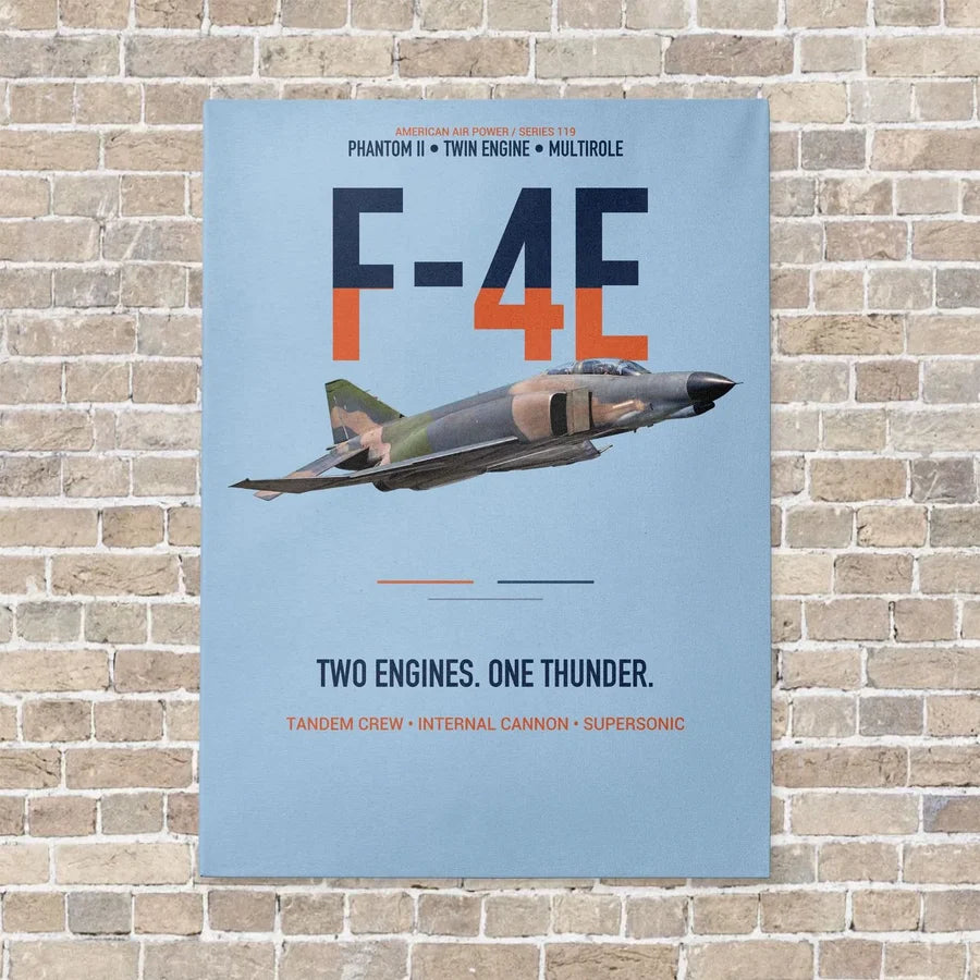 F-4E Phantom II Two Engines One Thunder vertical canvas print - no frame - light blue background