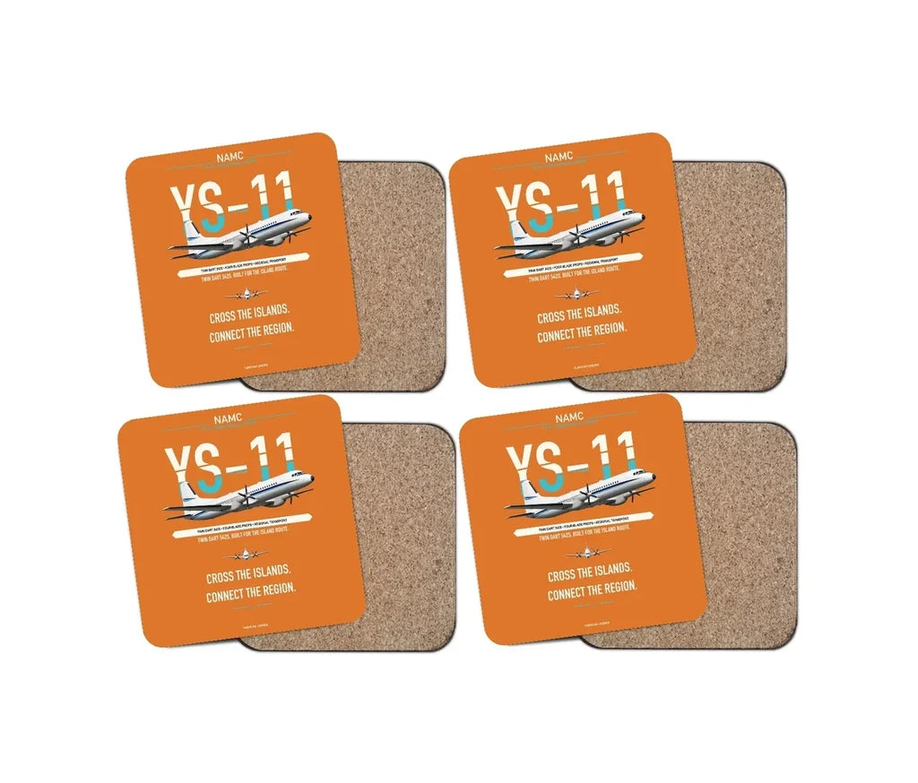 NAMC YS-11A design on orange 4 pieces set coaster
