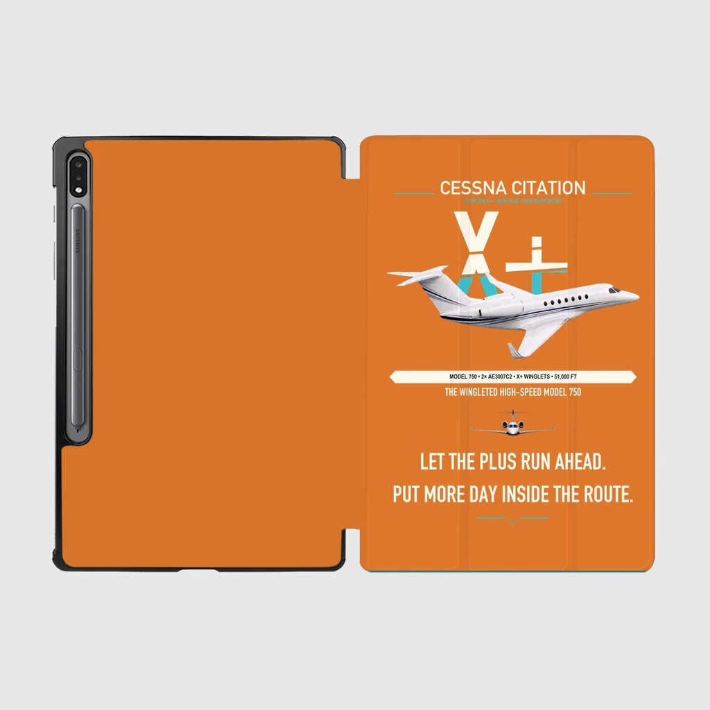 Cessna Citation X+ design on orange samsung tablet tablet case