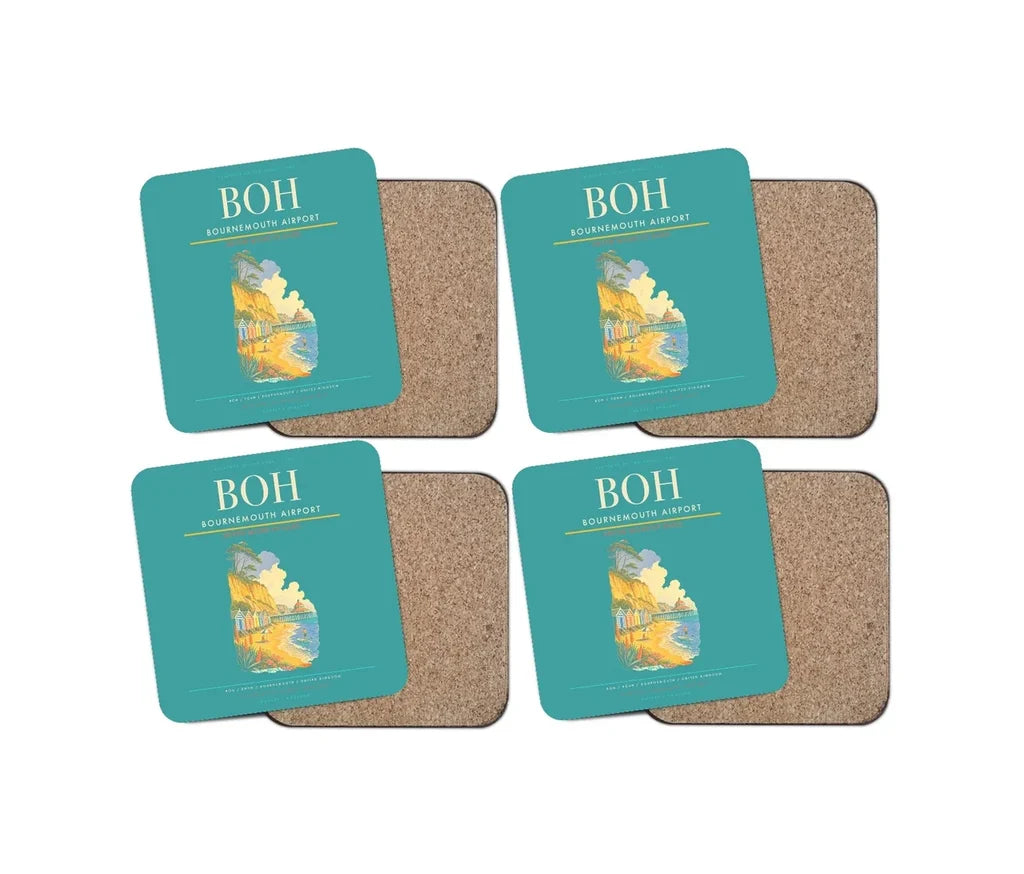 Bournemouth Airport BOH Coaster 4-Pieces-Set - Turquoise