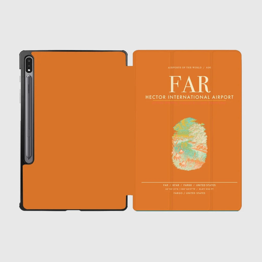 Hector International Airport (FAR) design on orange samsung tablet tablet case
