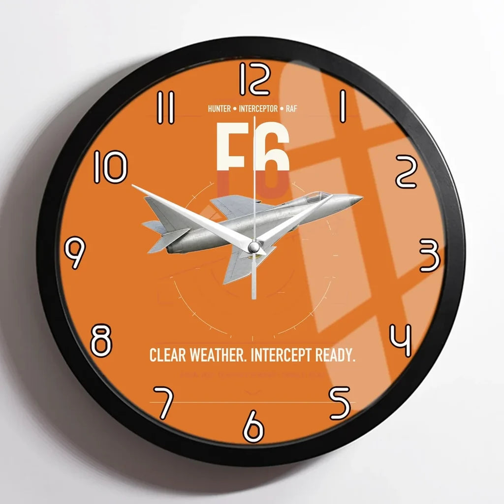 Hawker Hunter F6 design on orange framed wall clock