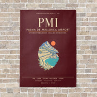 Thumbnail for Palma de Mallorca Airport PMI - Canvas Framed - Dark Red