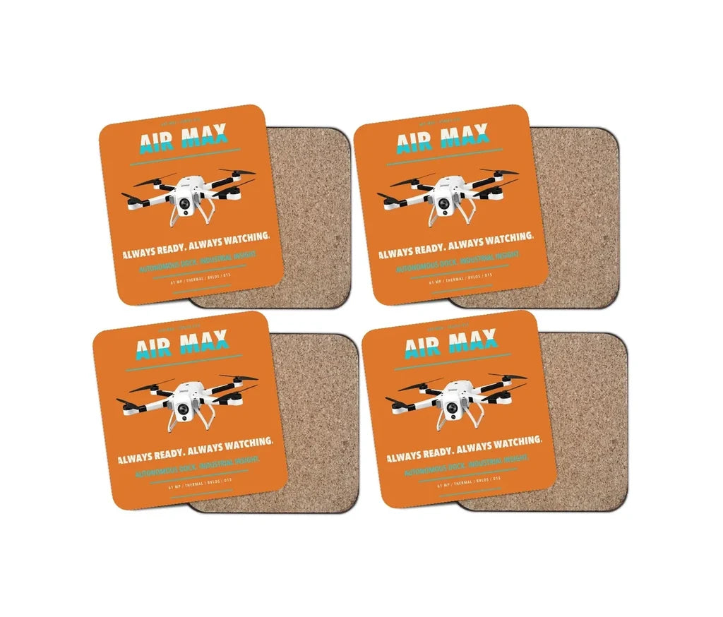 Percepto Air Max design on orange 4 pieces set coaster