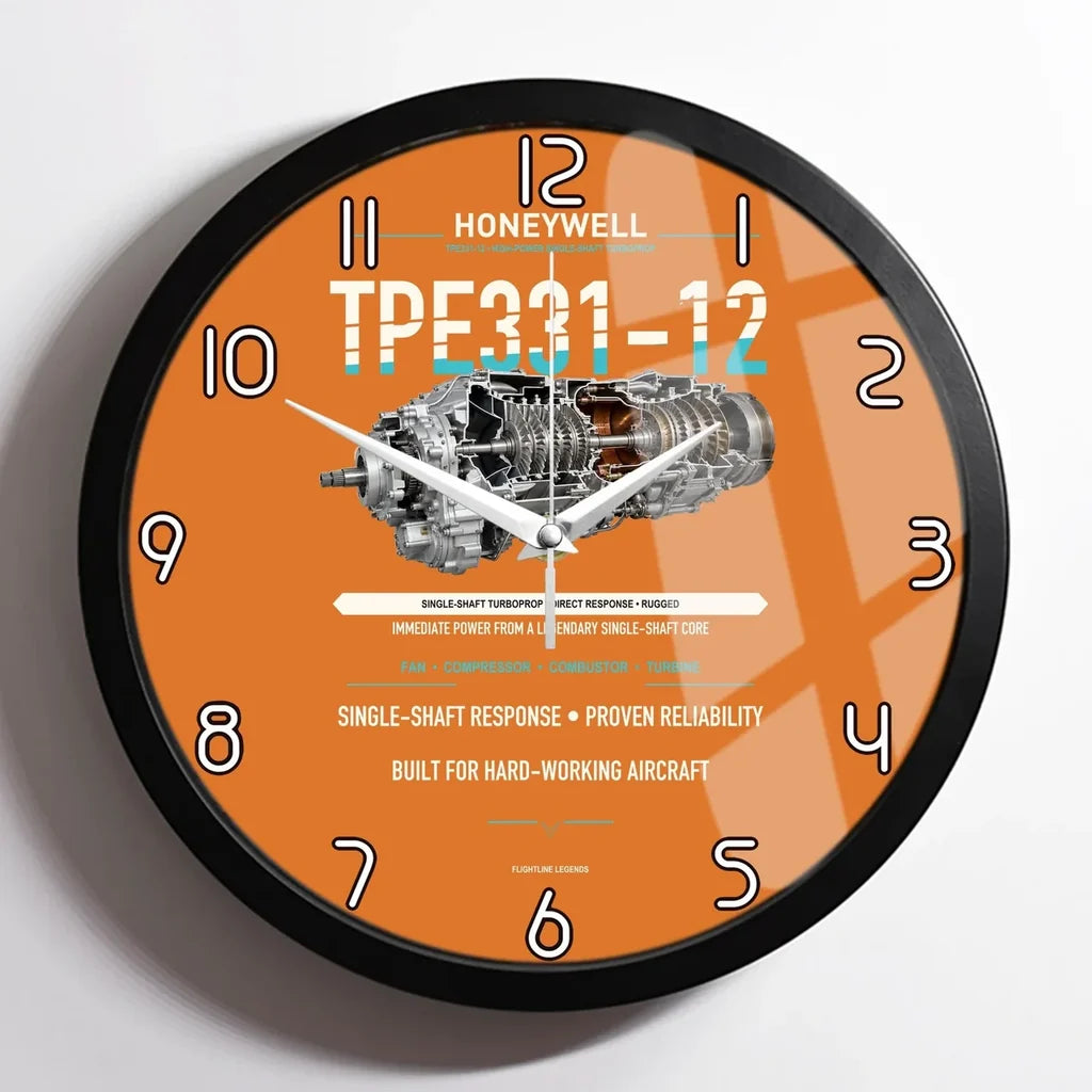 TPE331-12 design on orange framed wall clock