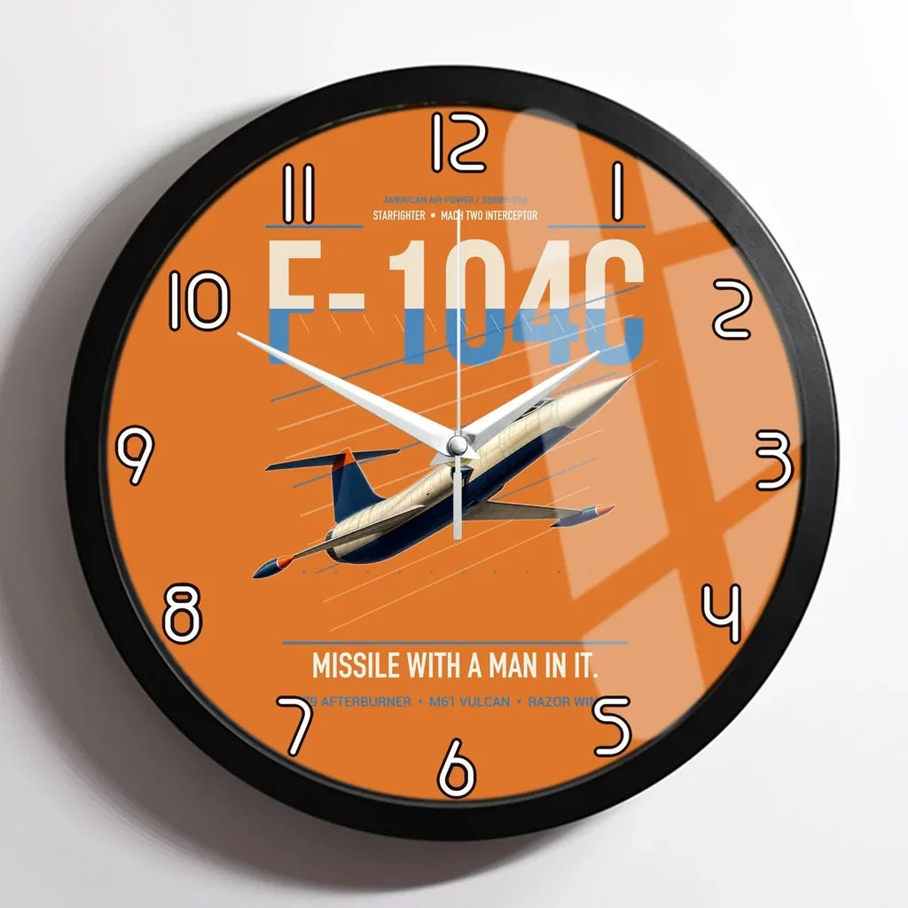 F-104C Starfighter design on orange framed wall clock