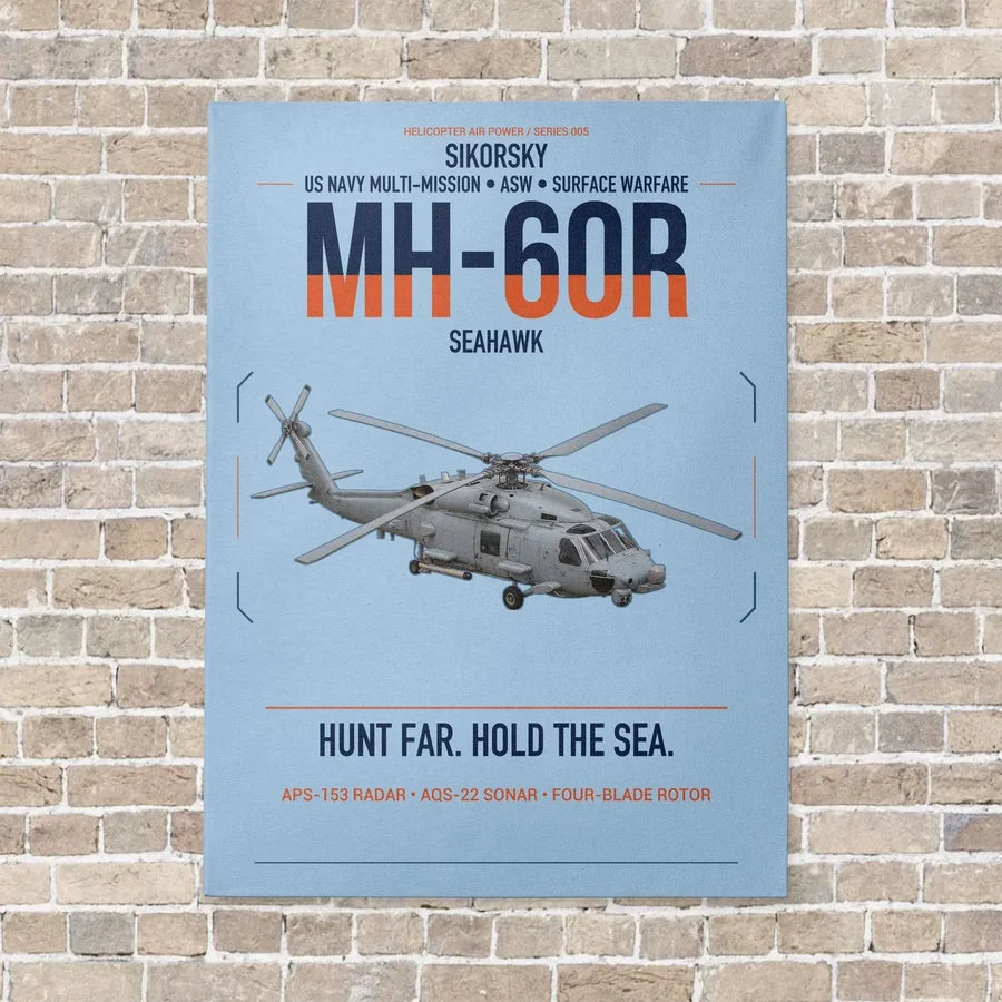 Sikorsky MH-60R Seahawk vertical canvas print - no frame - light blue background