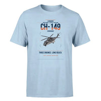 Thumbnail for Leonardo CH-149 Cormorant design on light blue t-shirt, single-side print