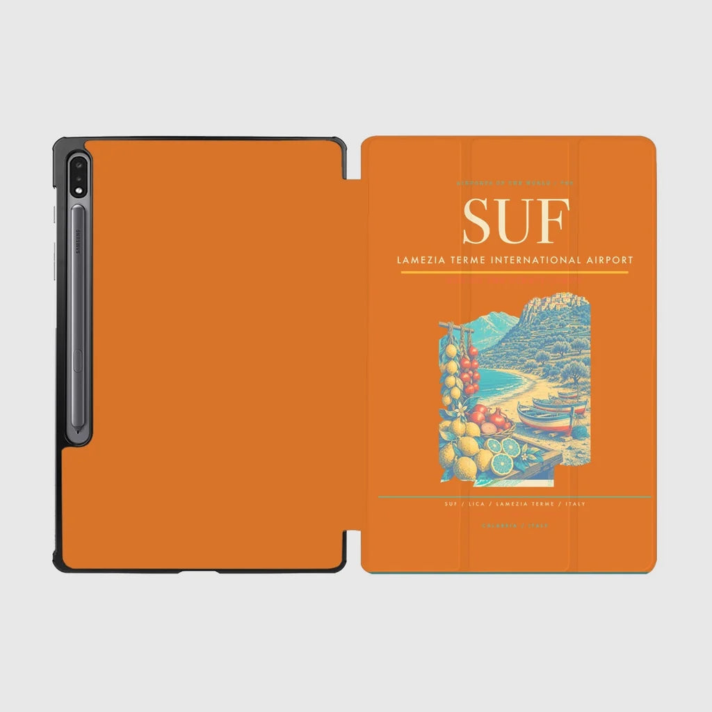 Lamezia Terme International Airport (SUF) design on orange samsung tablet tablet case