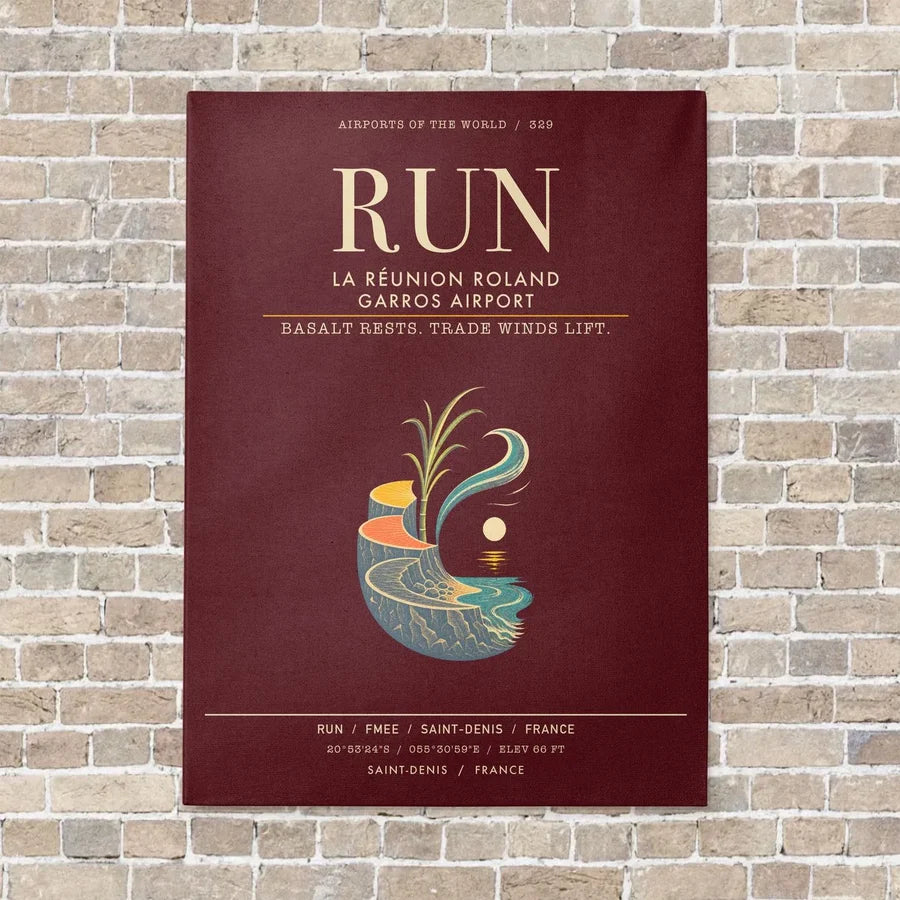 La Reunion Roland Garros Airport RUN - Canvas Framed - Dark Red