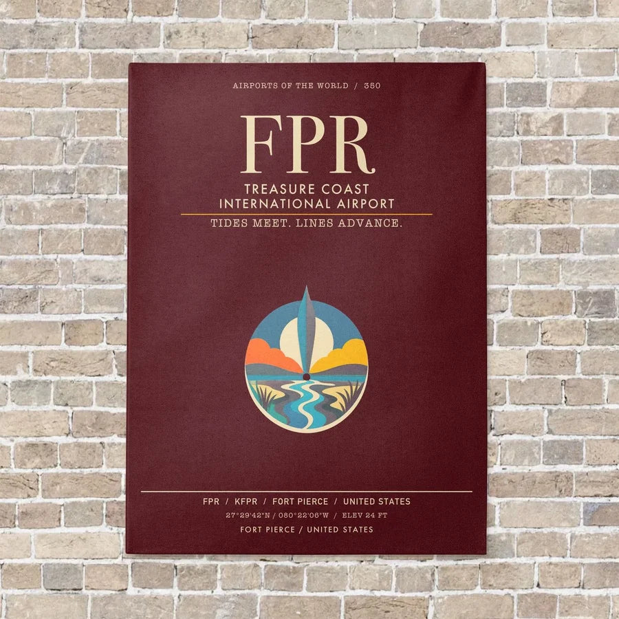 Treasure Coast International Airport FPR - Canvas Framed - Dark Red