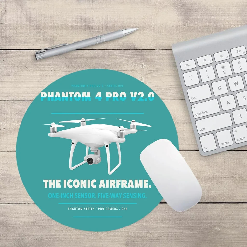 DJI Phantom 4 Pro V2.0 design on turquoise round mouse pad