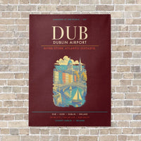 Thumbnail for Dublin Airport DUB - Canvas Framed - Dark Red