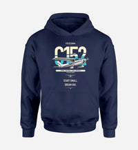 Thumbnail for Cessna 152 design on navy blue double-side hoodie, single-side print