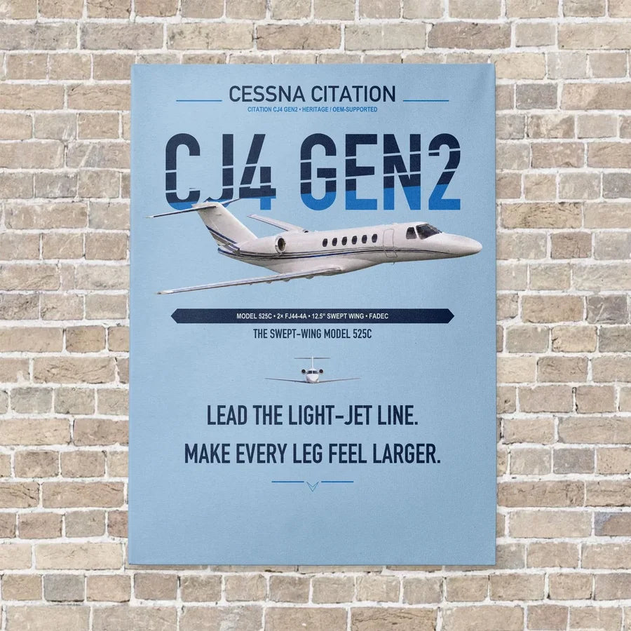 Cessna Citation CJ4 Gen2 vertical canvas print - no frame - light blue background