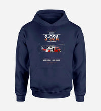 Thumbnail for Sikorsky S-92A design on navy blue double-side hoodie, single-side print