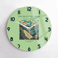 Thumbnail for VINTAGE G4196 - The Mountain Strip - Designed Wall Clocks design on lightgreen no-frame