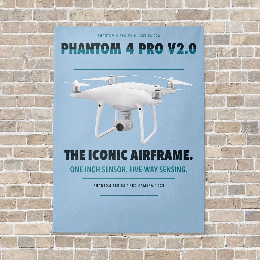DJI Phantom 4 Pro V2.0 vertical canvas print - no frame - light blue background