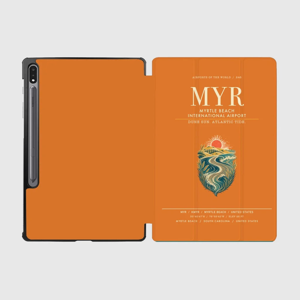 Myrtle Beach International Airport (MYR) design on orange samsung tablet tablet case