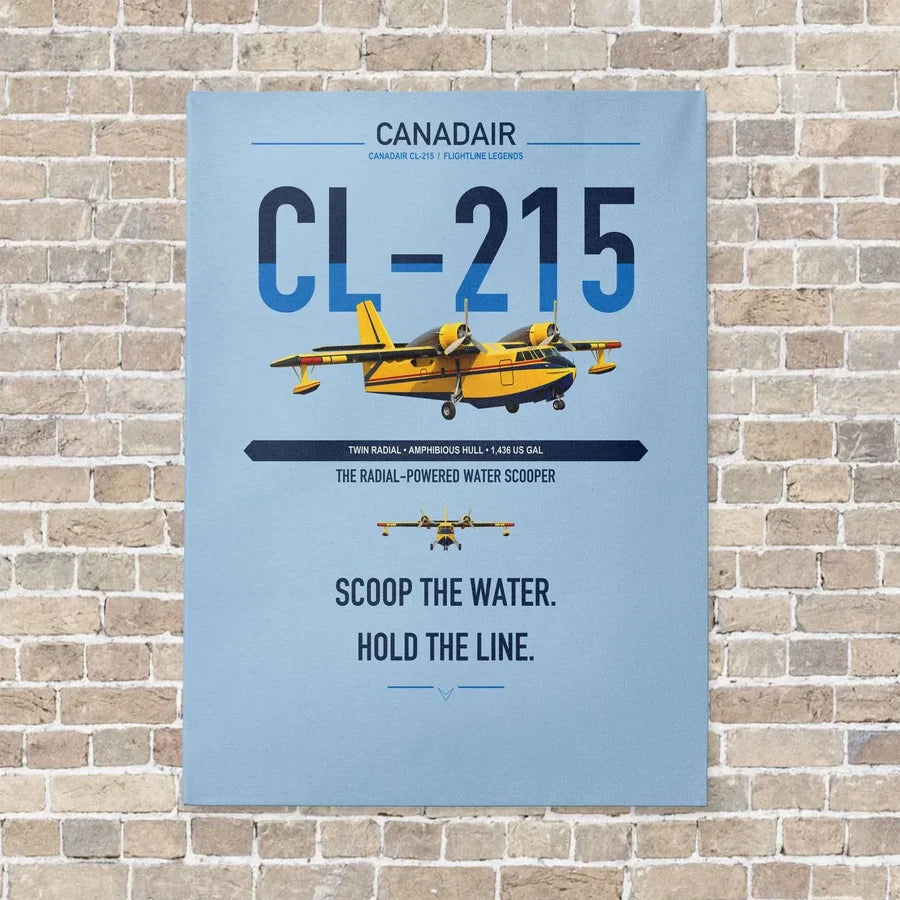 Canadair CL-215 vertical canvas print - no frame - light blue background
