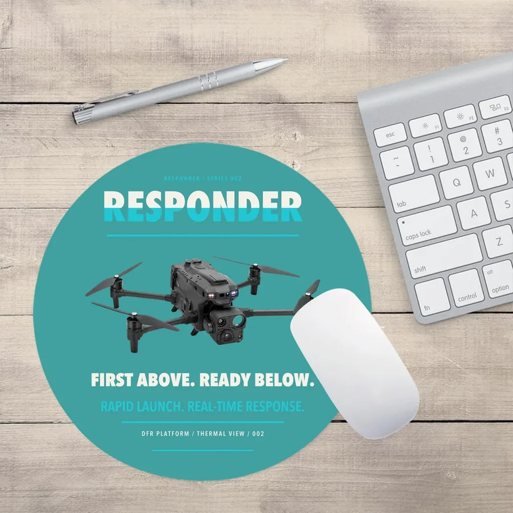 BRINC Responder design on turquoise round mouse pad