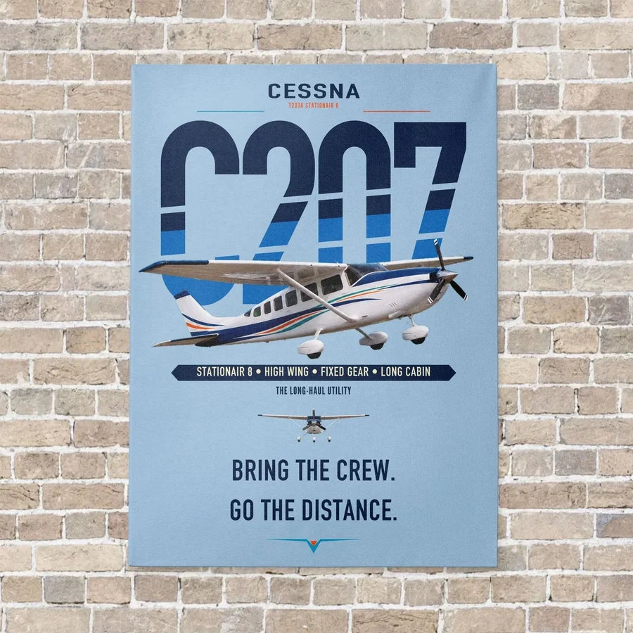 Cessna T207A Stationair 8 vertical canvas print - no frame - light blue background