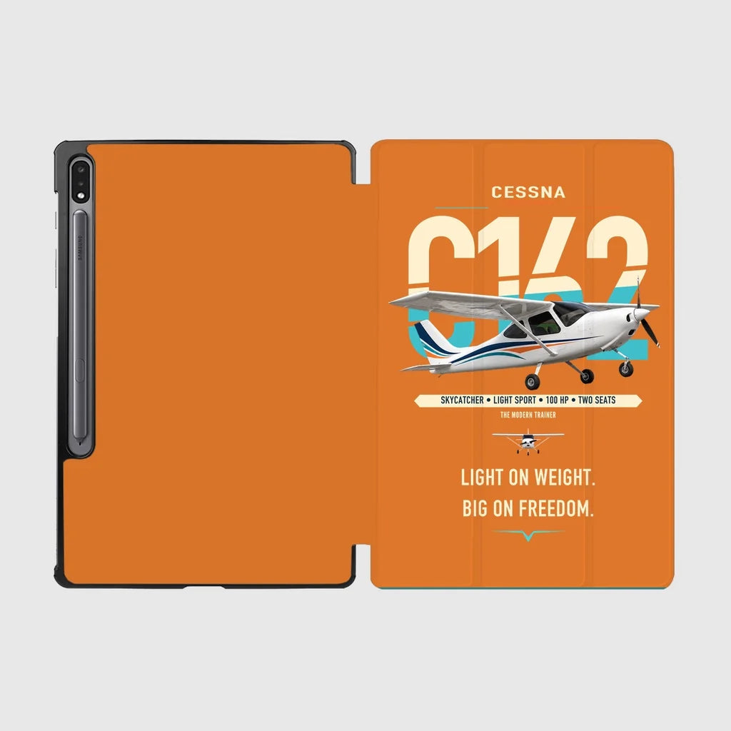 Cessna 162 Skycatcher design on orange samsung tablet tablet case