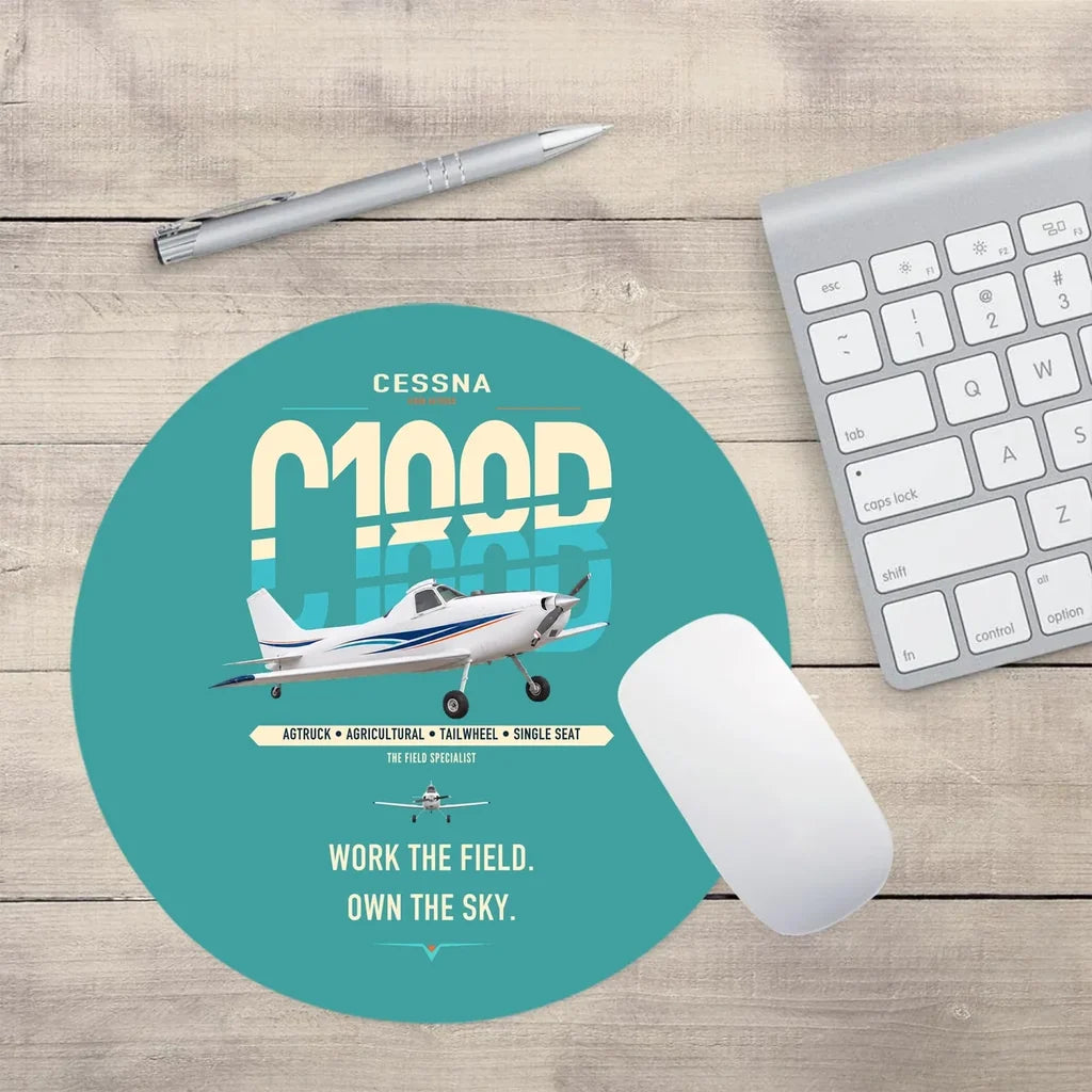 Cessna A188B AgTruck design on turquoise round mouse pad