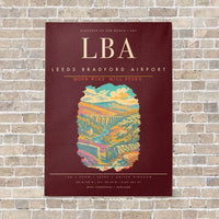 Thumbnail for Leeds Bradford Airport LBA - Canvas Framed - Dark Red