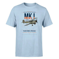 Thumbnail for Fairey Swordfish Mk I design on light blue t-shirt, single-side print