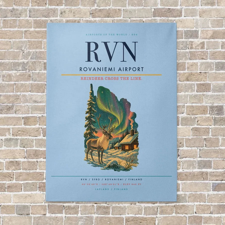 Rovaniemi Airport RVN vertical canvas print - no frame - light blue background