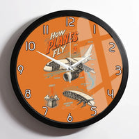 Thumbnail for How Planes Fly V2 design on orange framed wall clock