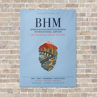 Thumbnail for Birmingham-Shuttlesworth International Airport BHM vertical canvas print - no frame - light blue background