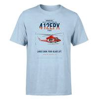 Thumbnail for SUBARU Bell 412EPX design on light blue t-shirt, single-side print