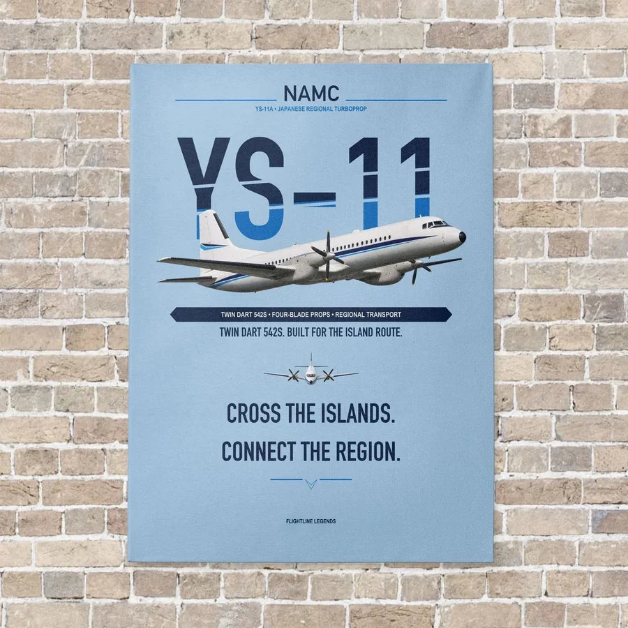 NAMC YS-11A vertical canvas print - no frame - light blue background