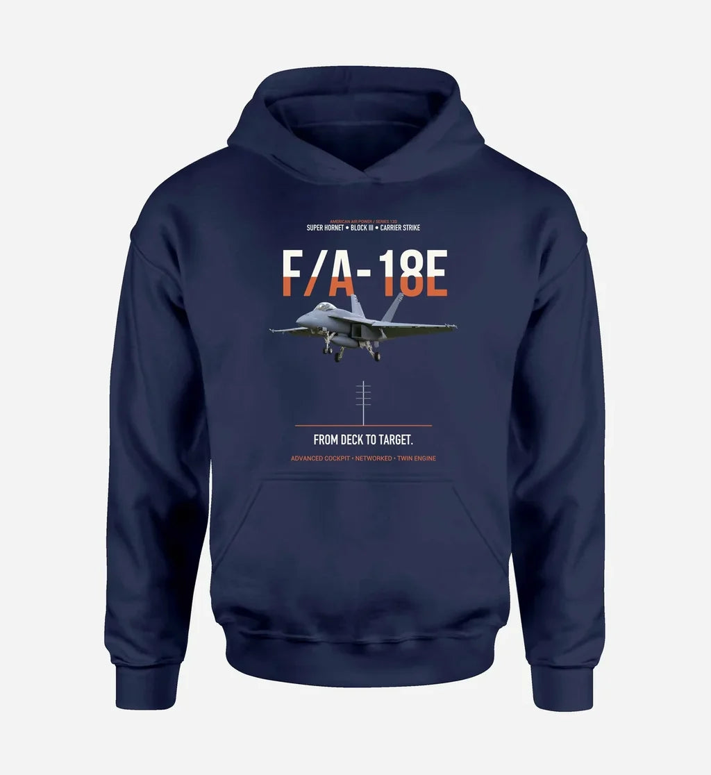 F-A-18E SUPER HORNET design on navy blue hoodie single side