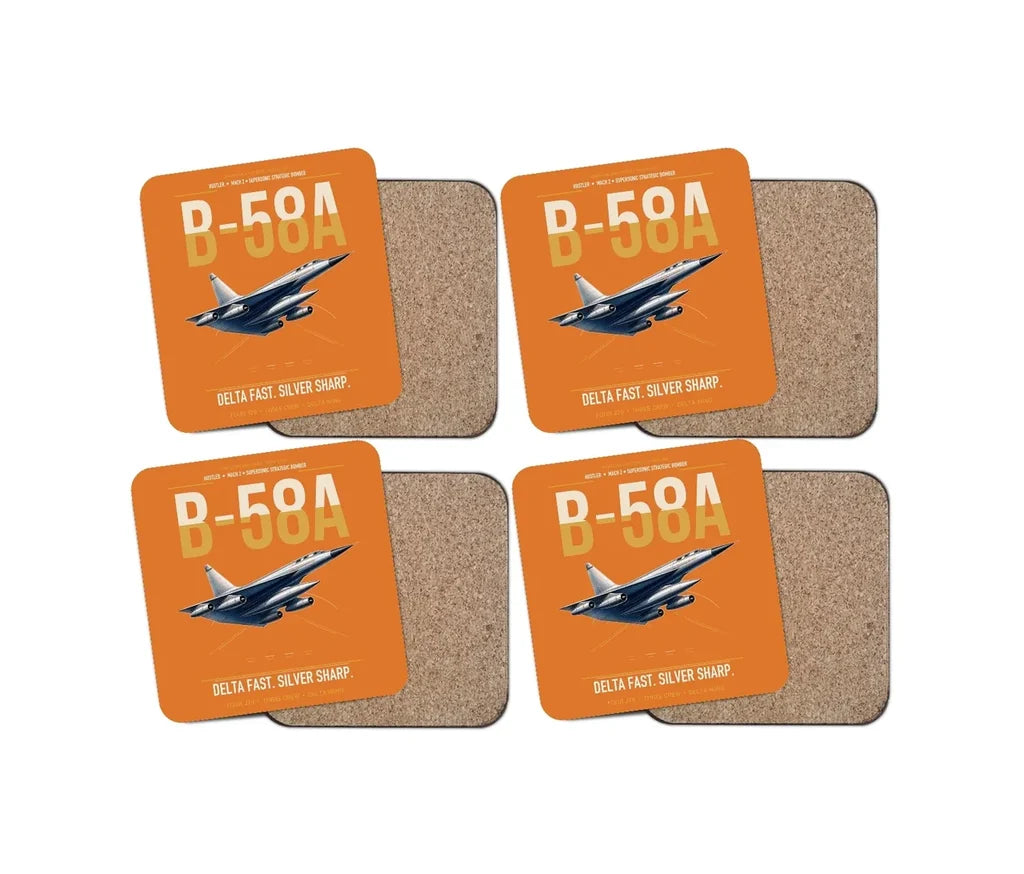 B-58A Hustler design on orange 4 pieces set coaster