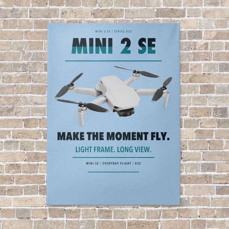 DJI Mini 2 SE vertical canvas print - no frame - light blue background