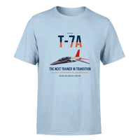 Thumbnail for T-7A Red Hawk design on light blue double-side t-shirt, single-side print