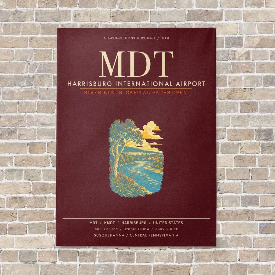 Harrisburg International Airport MDT - Canvas Framed - Dark Red