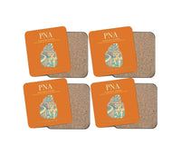 Thumbnail for Pamplona Airport (PNA) design on orange 4 pieces set coaster