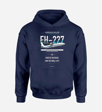 Thumbnail for Fairchild Hiller FH-227B design on navy blue hoodie single side