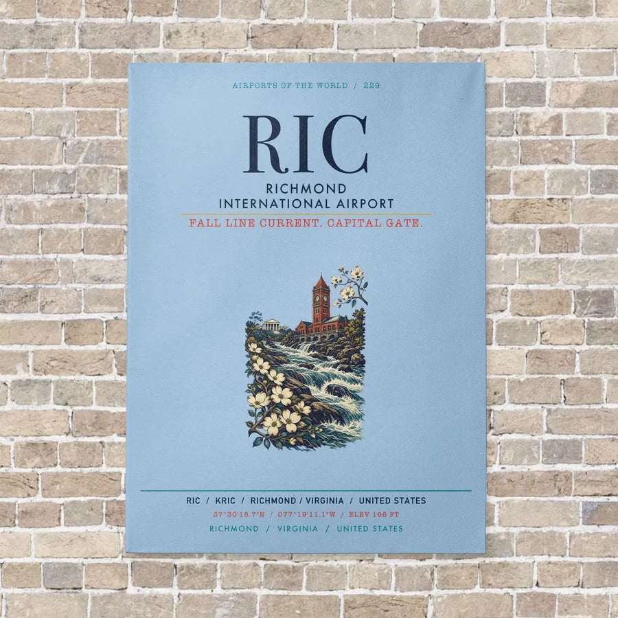 Richmond International Airport RIC vertical canvas print - no frame - light blue background